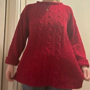 large red knit sweater!